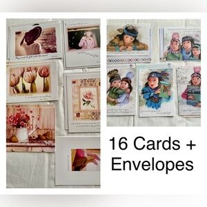 New! 16 Cards + Envelopes Variety Indians Flowers 11 Blank 5 with Messages
